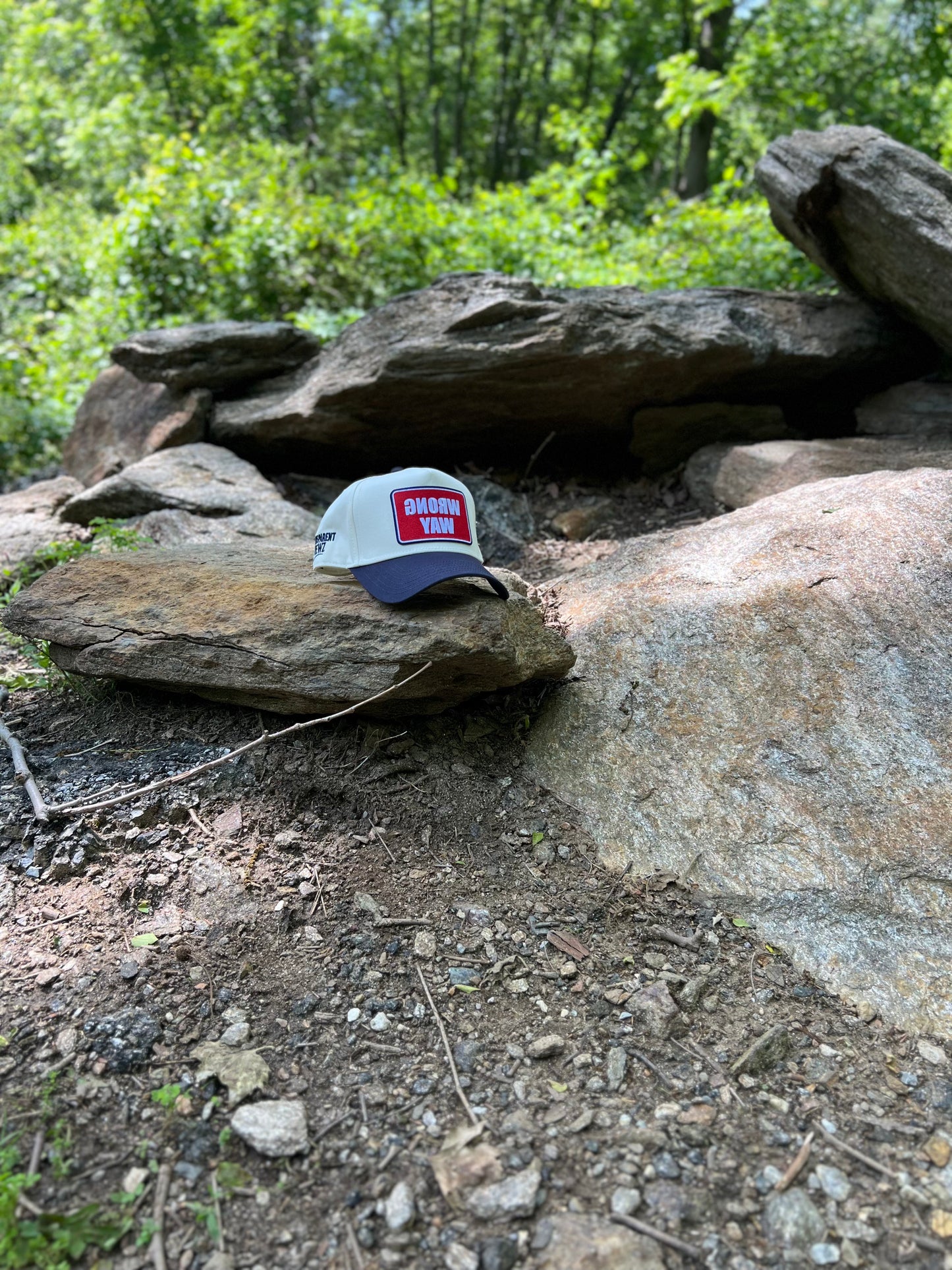 Transparent Viewz Snapback, Inversion of "WRONG WAY" Sign